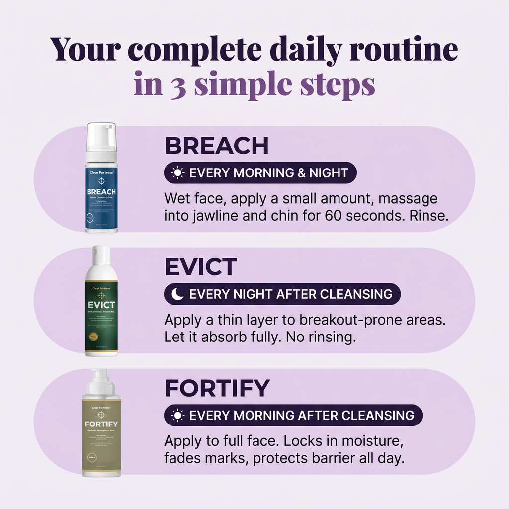 THE CLEAR FORTRESS™ - 3-Phase Acne Defense System